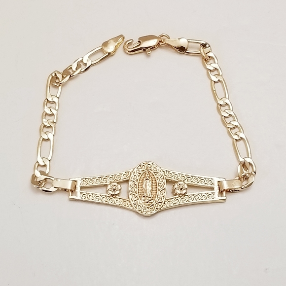 Guadalupe Small Wrist Bracelet.14K Gold Plated.New - Picture 2 of 7